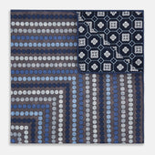 Ash Dots And Floral Tile Double Sided Silk Pocket Square