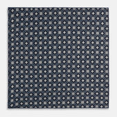 Ash Dots And Floral Tile Double Sided Silk Pocket Square