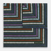 Green Dots And Floral Tile Double Sided Silk Pocket Square
