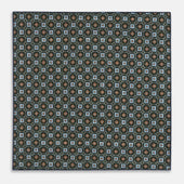 Green Dots And Floral Tile Double Sided Silk Pocket Square
