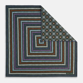 Green Dots And Floral Tile Double Sided Silk Pocket Square