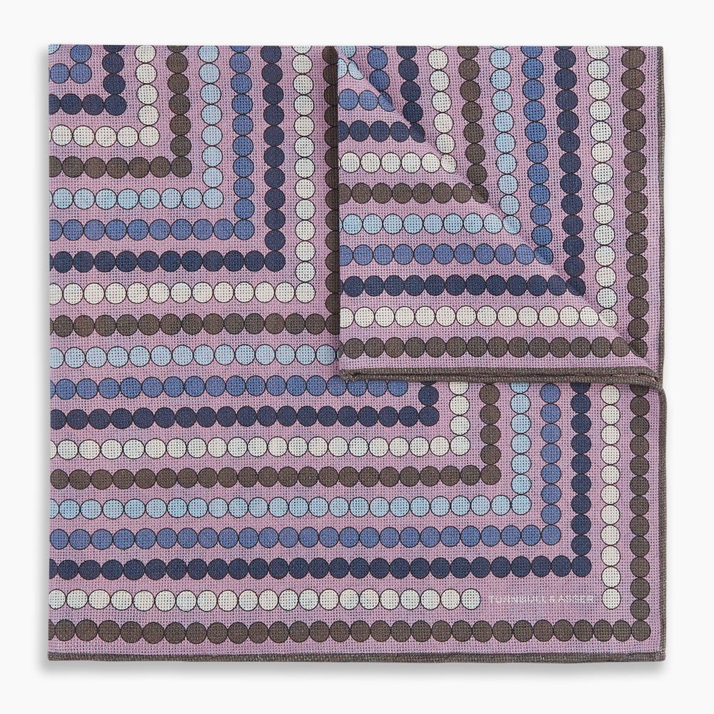 Lilac Dots And Floral Tile Double Sided Silk Pocket Square
