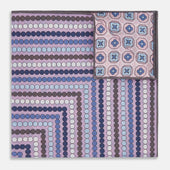 Lilac Dots And Floral Tile Double Sided Silk Pocket Square