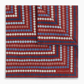 Red Dots and Floral Tile Double-Sided Silk Pocket Square