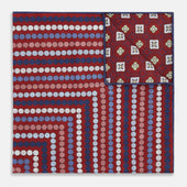 Red Dots And Floral Tile Double Sided Silk Pocket Square