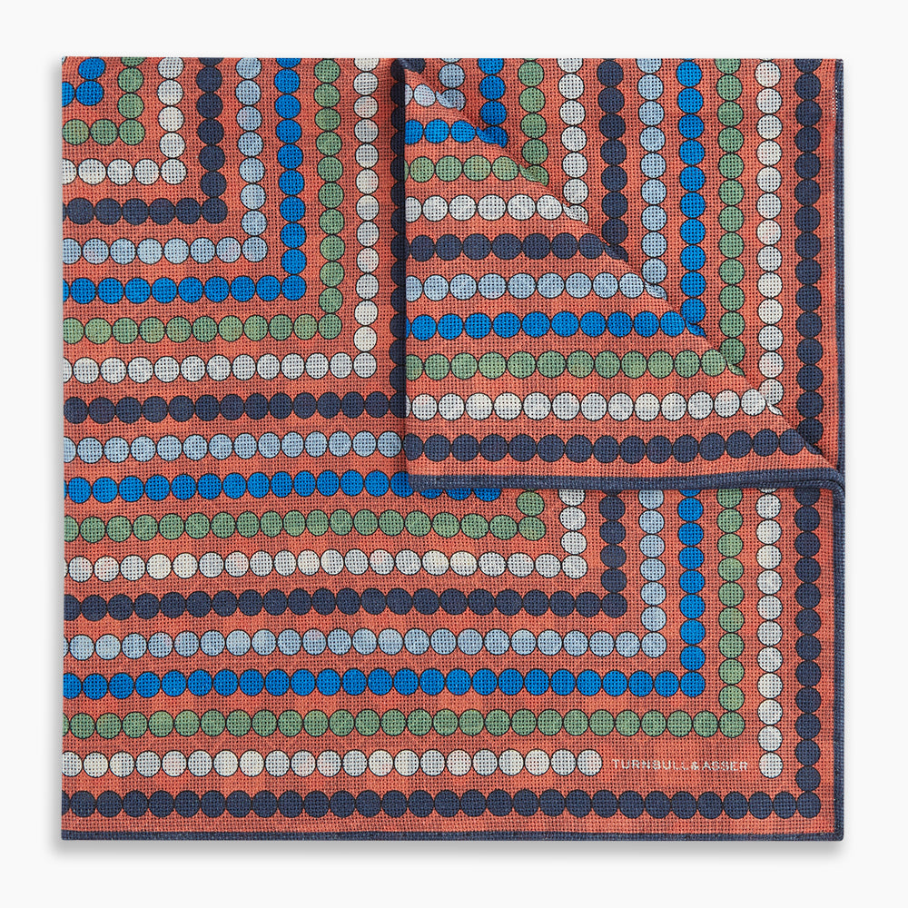 Dots And Floral Tile Double Sided Silk Pocket Square