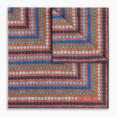 Orange Dots and Floral Tile Double-Sided Silk Pocket Square