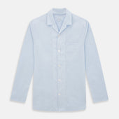 Pale Blue Fine Micro Check Pyjama Shirt