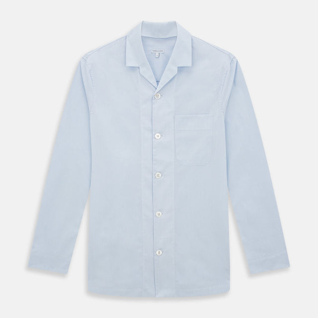 Pale Blue Fine Micro Check Pyjama Shirt