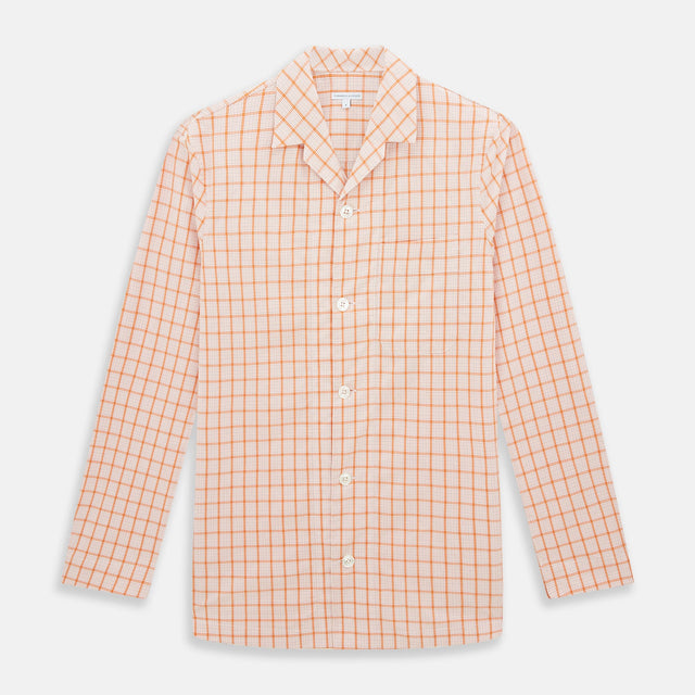 Orange Graph Overlay Check Pyjama Shirt