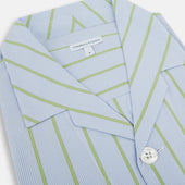 Light Green And Blue Stripe Pyjama Shirt