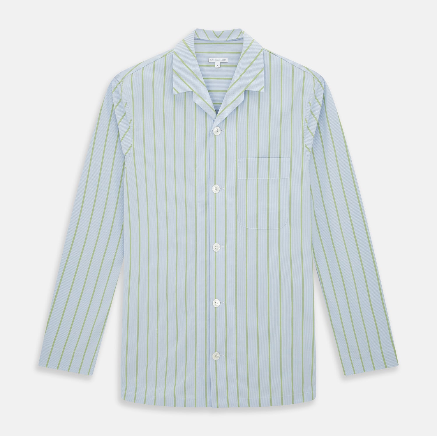 Light Green And Blue Stripe Pyjama Shirt