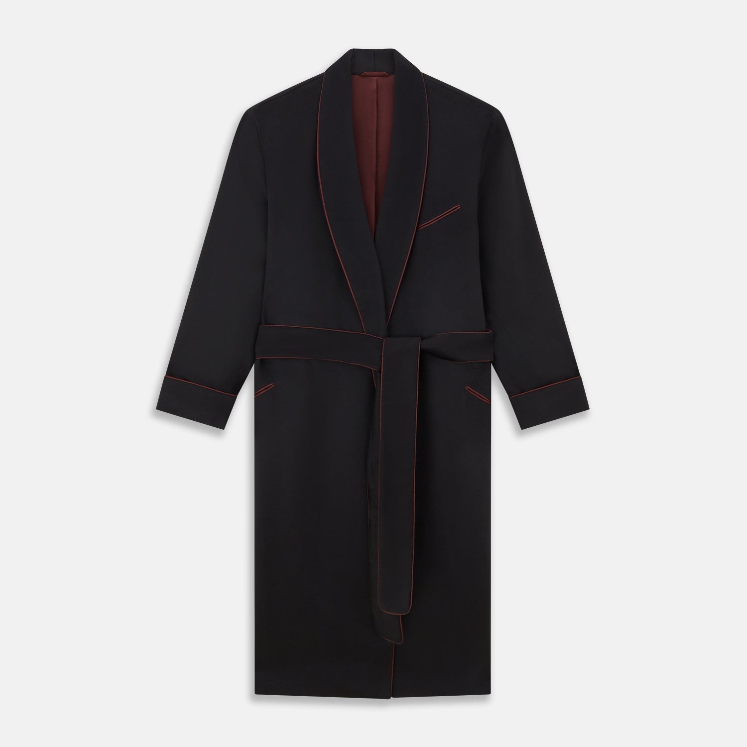 And Red Piped Cashmere Gown