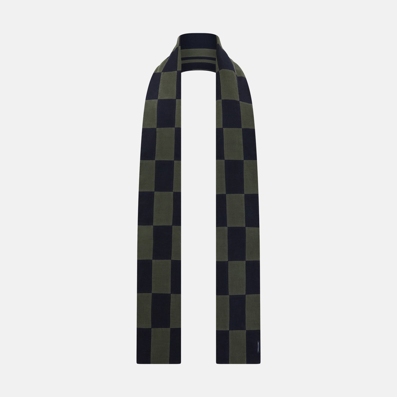 And Olive Green Striped Checkered Double Sided Corduroy Padded Scarf