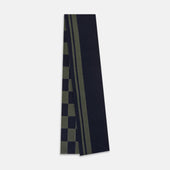 And Olive Green Striped Checkered Double Sided Corduroy Padded Scarf