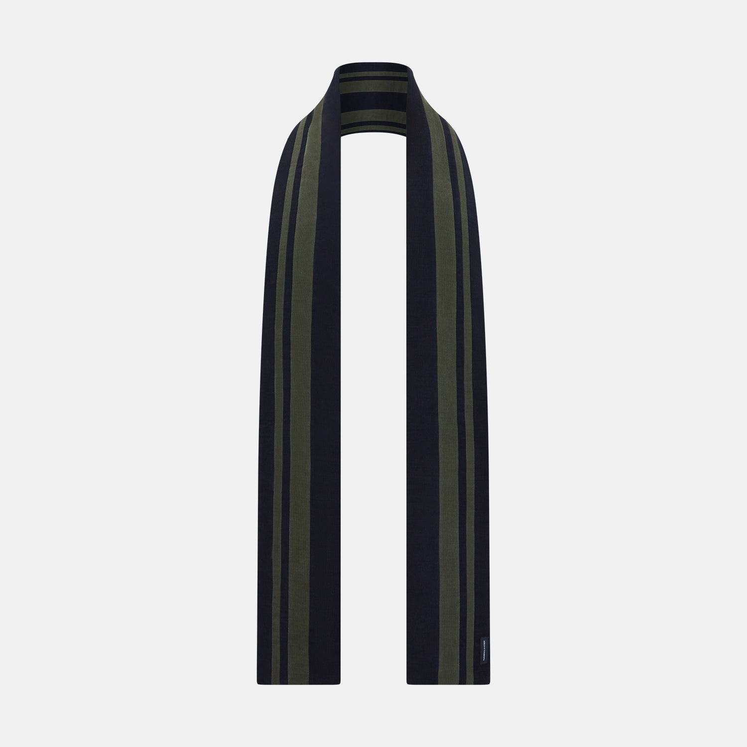 And Olive Green Striped Double Sided Corduroy Padded Scarf