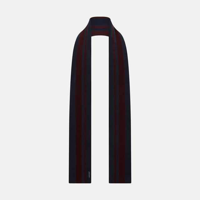 Navy and Burgundy Striped Double-Sided Corduroy Padded Scarf
