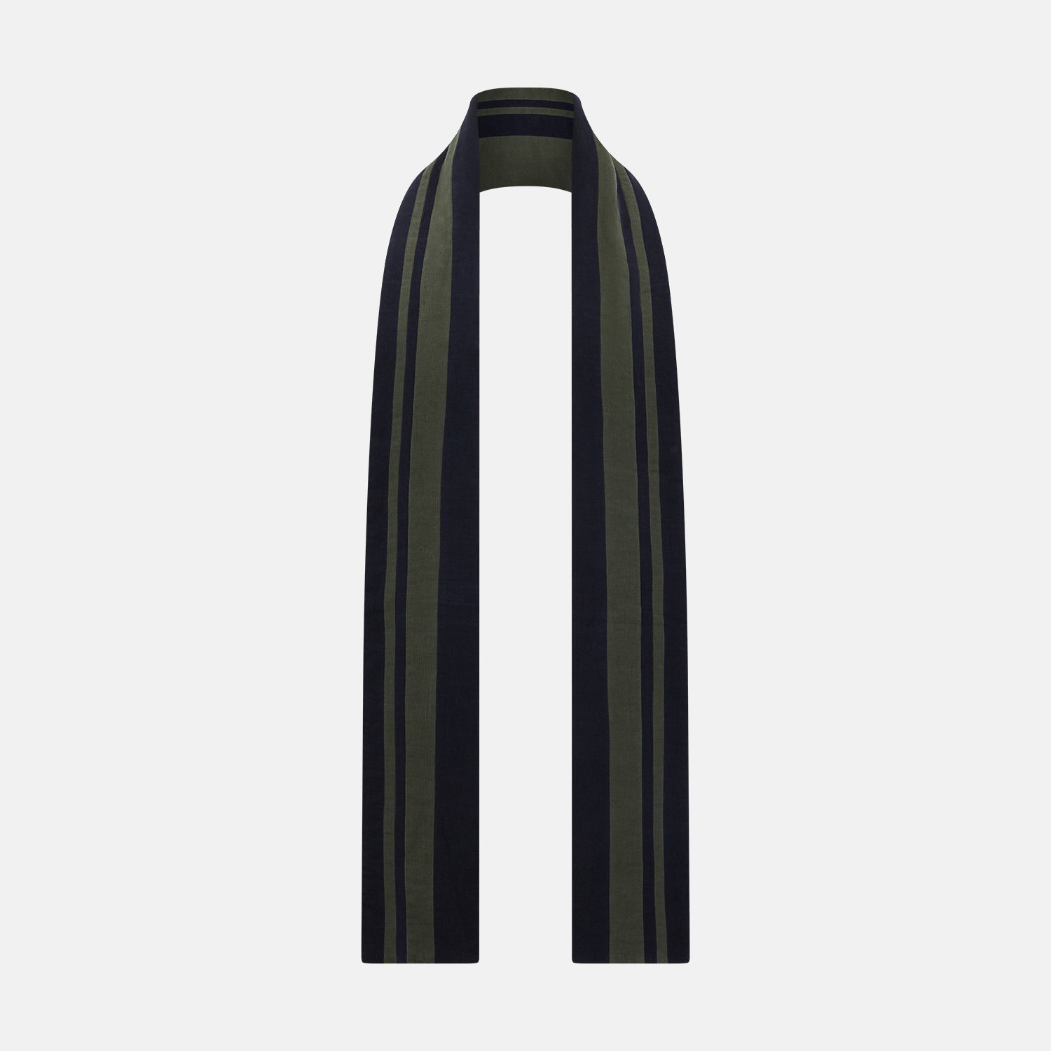 And Olive Green Double Stripe Double Sided Corduroy Padded Scarf