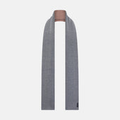 Azzurro and Red Herringbone Linen and Cotton Double-Sided Knitted Scarf