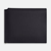 Navy Leather Trifold Card Holder with Metal Money Clip