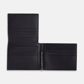 Leather Trifold Card Holder With Metal Money Clip