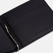 Leather Trifold Card Holder With Metal Money Clip