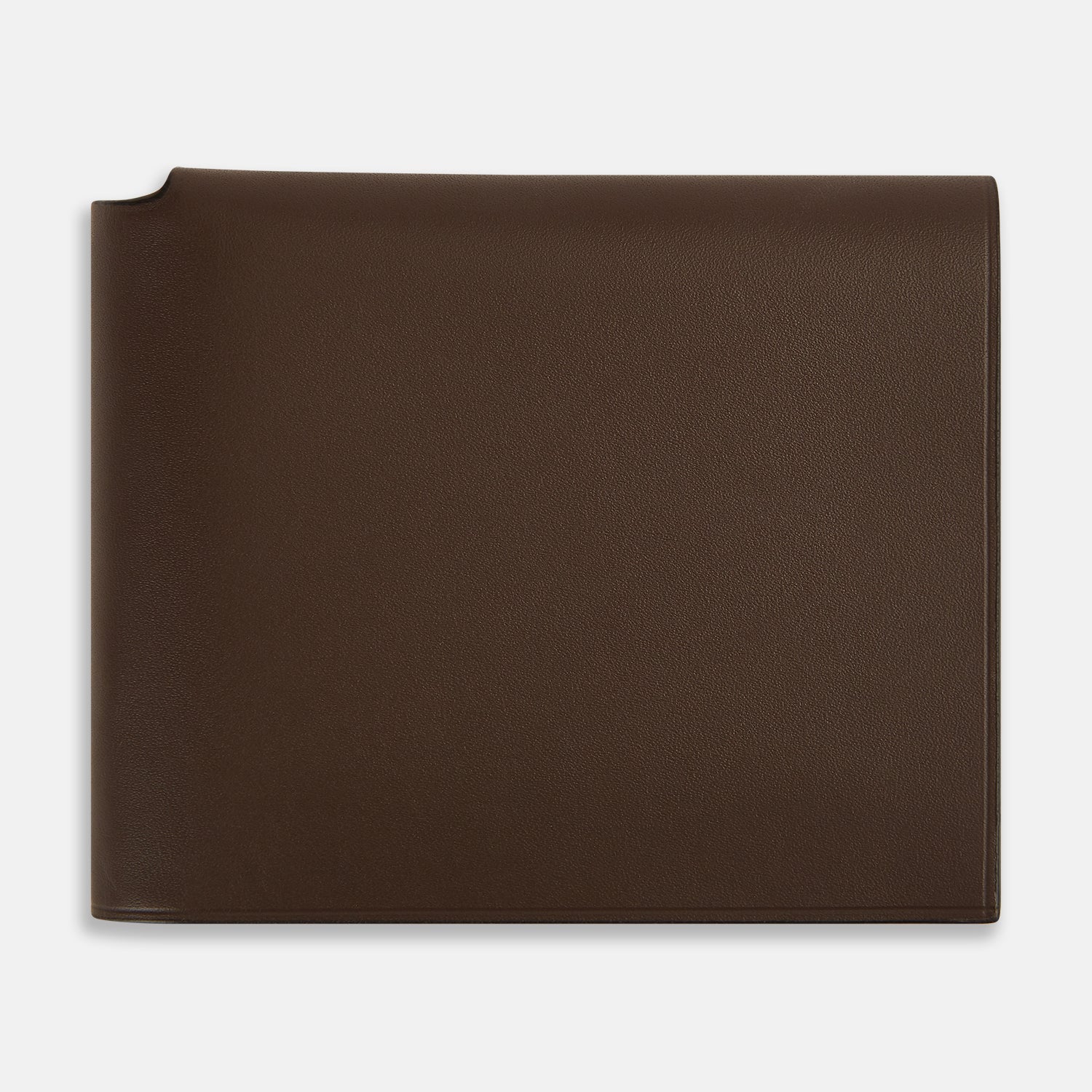 Dark Leather Trifold Card Holder With Metal Money Clip
