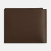 Dark Leather Trifold Card Holder With Metal Money Clip