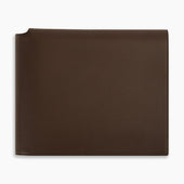 Dark Leather Trifold Card Holder With Metal Money Clip