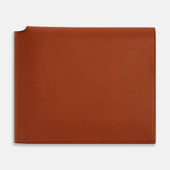 Cognac Leather Trifold Card Holder with Metal Money Clip