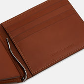 Leather Trifold Card Holder With Metal Money Clip