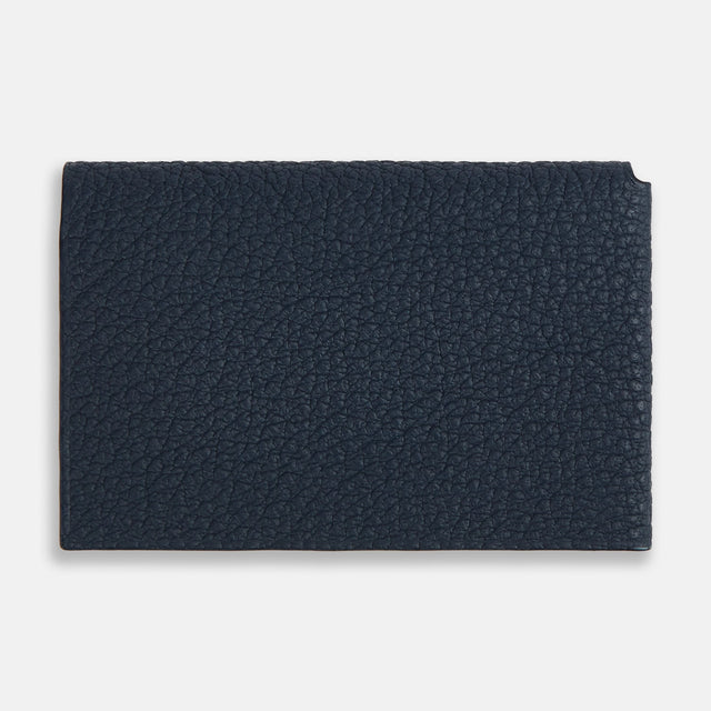 Navy Full-Grain Leather Trifold Wallet