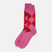 Antique Pink Check Mid Length Socks