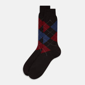 Coffee Check Wool Mid Length Socks
