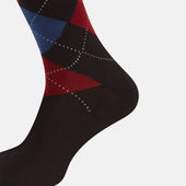 Coffee Check Wool Mid Length Socks