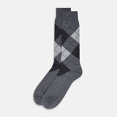 Grey Check Wool Mid Length Socks