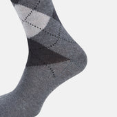Grey Check Wool Mid Length Socks