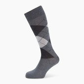 Grey Check Wool Mid Length Socks