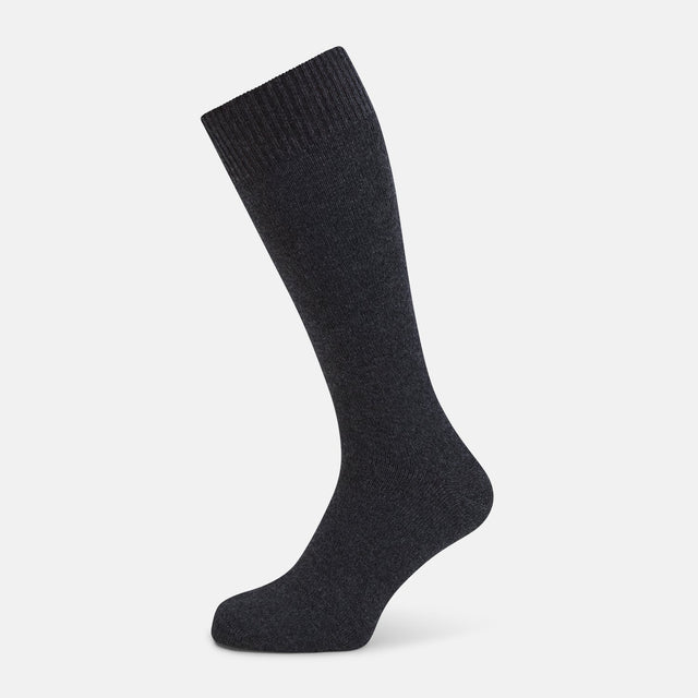Charcoal Melange Cashmere Mid-length Socks