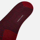Red Stripe Wool Long Socks