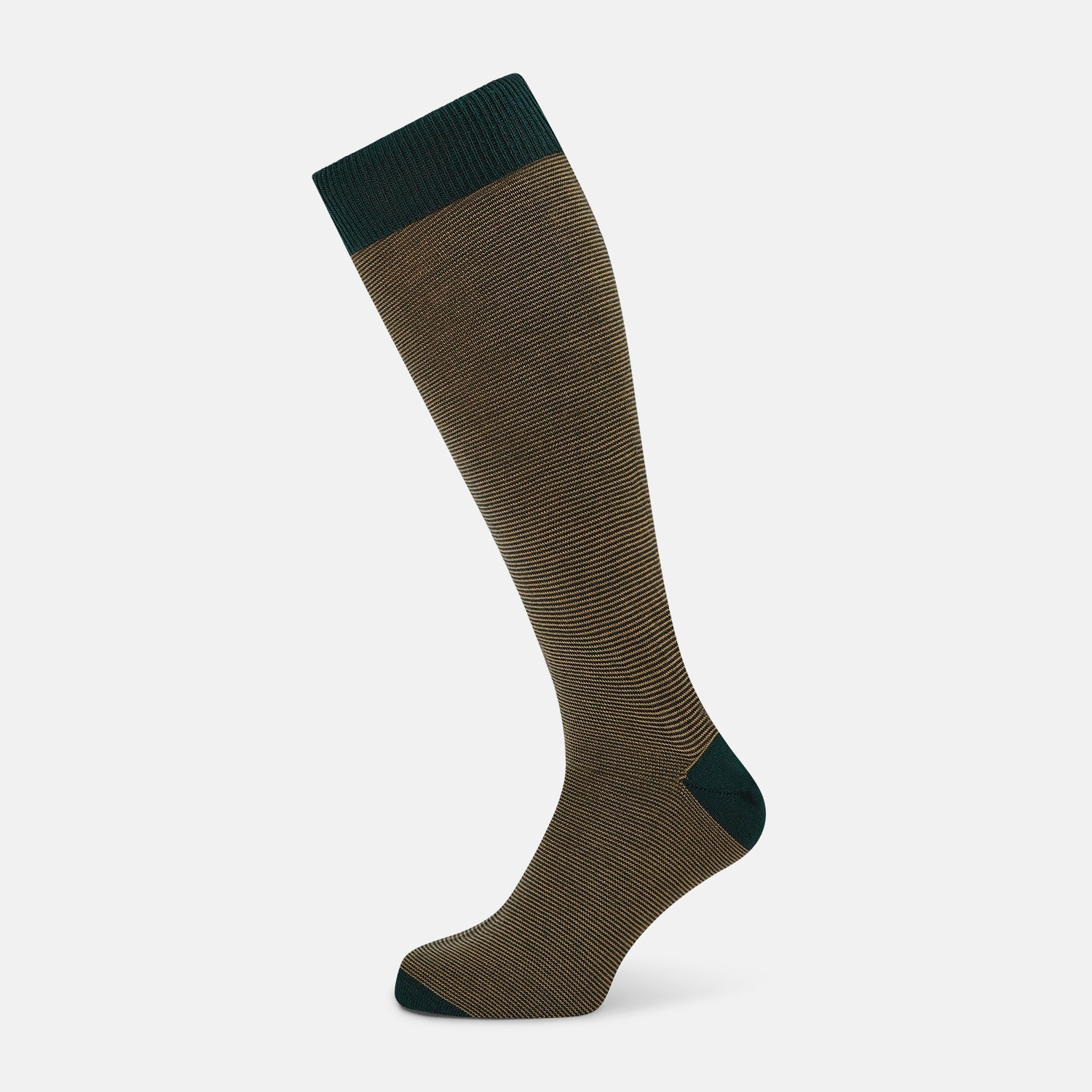 Forest Green Stripe Wool Long Socks