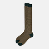Forest Green Stripe Wool Long Socks