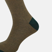 Forest Green Stripe Wool Long Socks