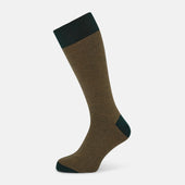 Camel and Forest Green Stripe Wool Mid-length Socks