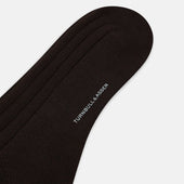 Dark Ribbed Wool Long Socks