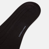 Dark Ribbed Wool Mid Length Socks