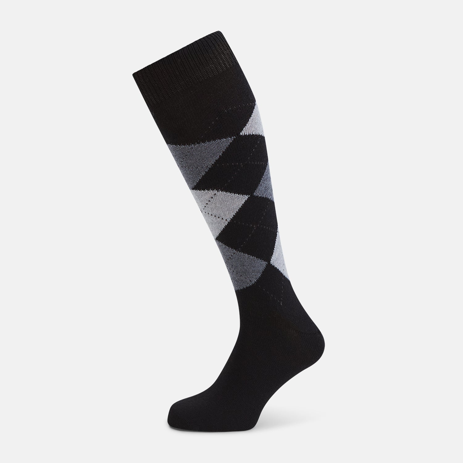 And Grey Check Wool Long Socks