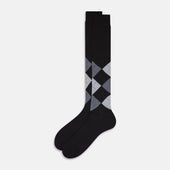 And Grey Check Wool Long Socks