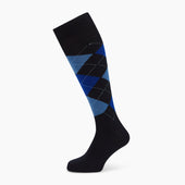 Royal Blue Check Wool Long Socks