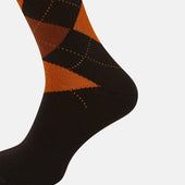 Orange Check Wool Long Socks